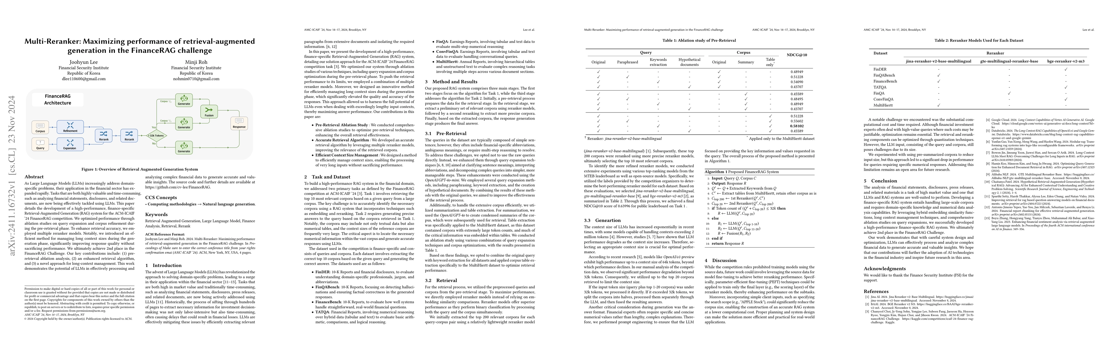 Thumbnail for Multi-Reranker: Maximizing performance of retrieval-augmented generation
  in the FinanceRAG challenge