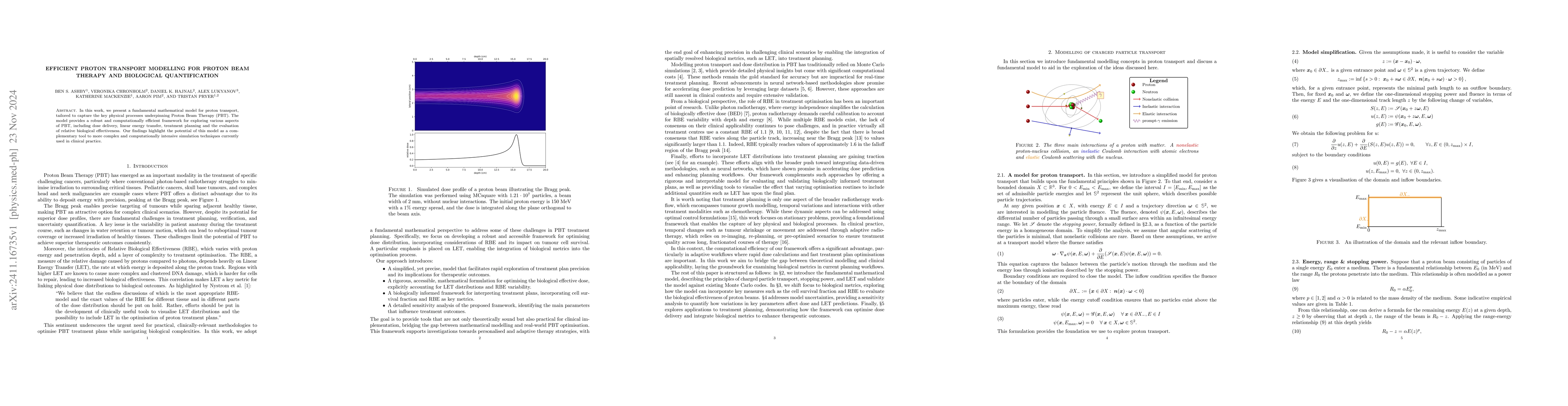 Thumbnail for Efficient Proton Transport Modelling for Proton Beam Therapy and
  Biological Quantification