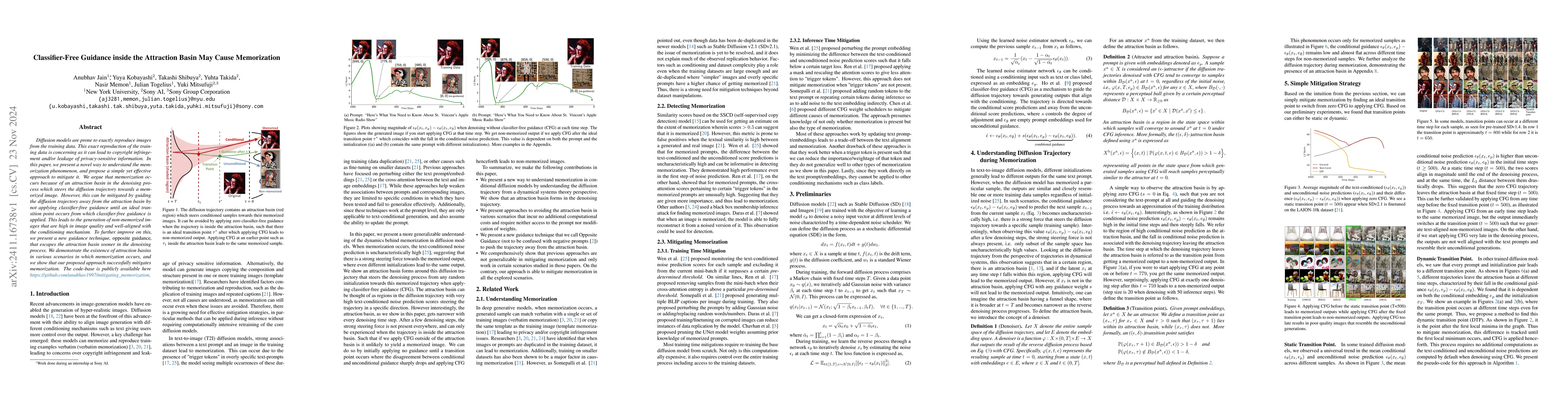 Thumbnail for Classifier-Free Guidance inside the Attraction Basin May Cause
  Memorization
