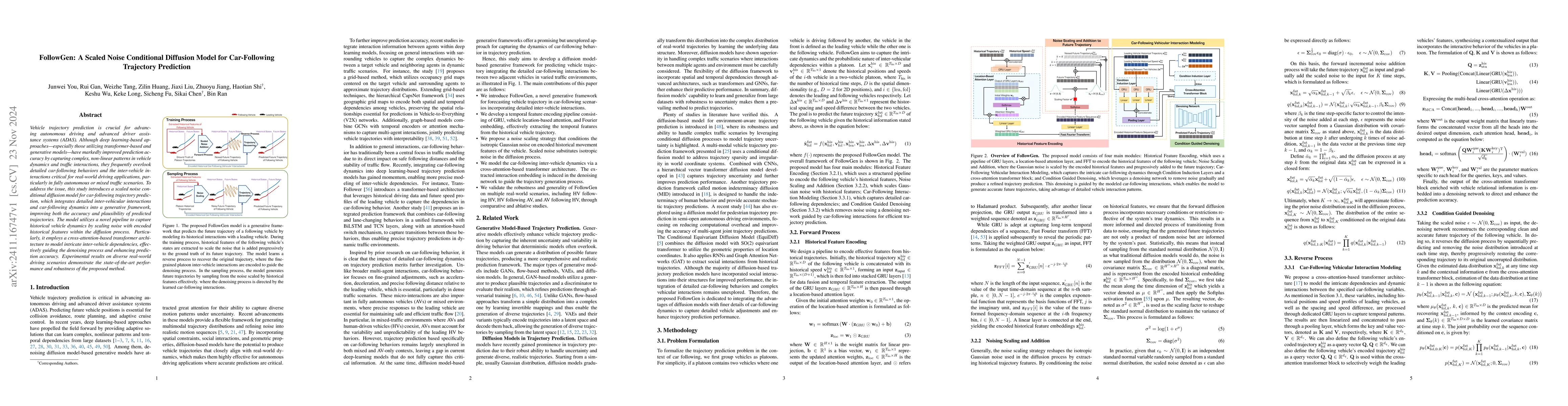 Thumbnail for FollowGen: A Scaled Noise Conditional Diffusion Model for Car-Following
  Trajectory Prediction