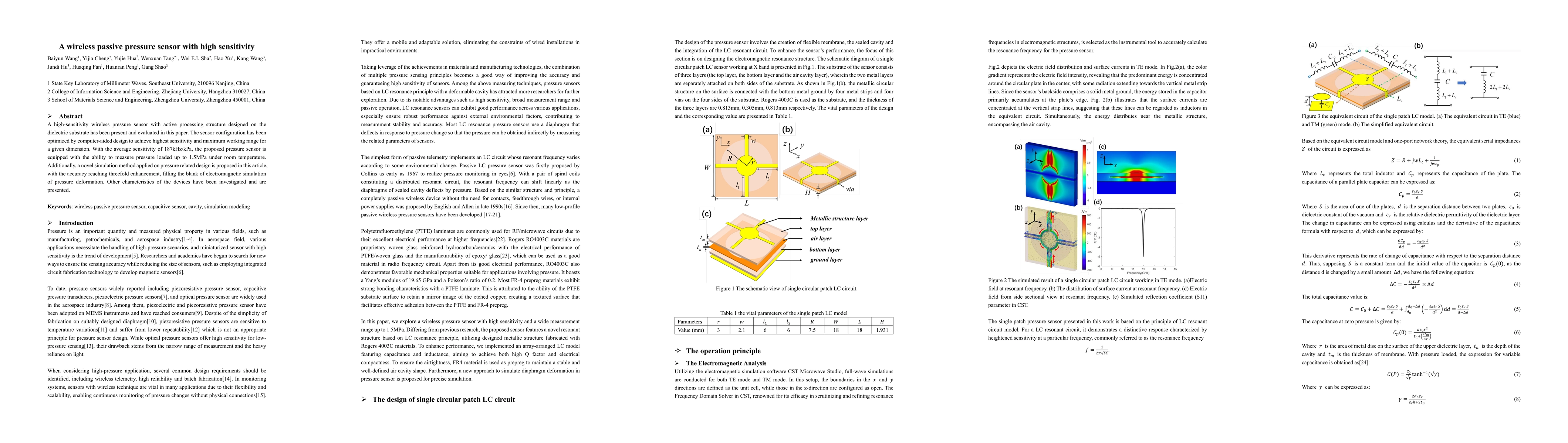 Thumbnail for A wireless passive pressure sensor with high sensitivity