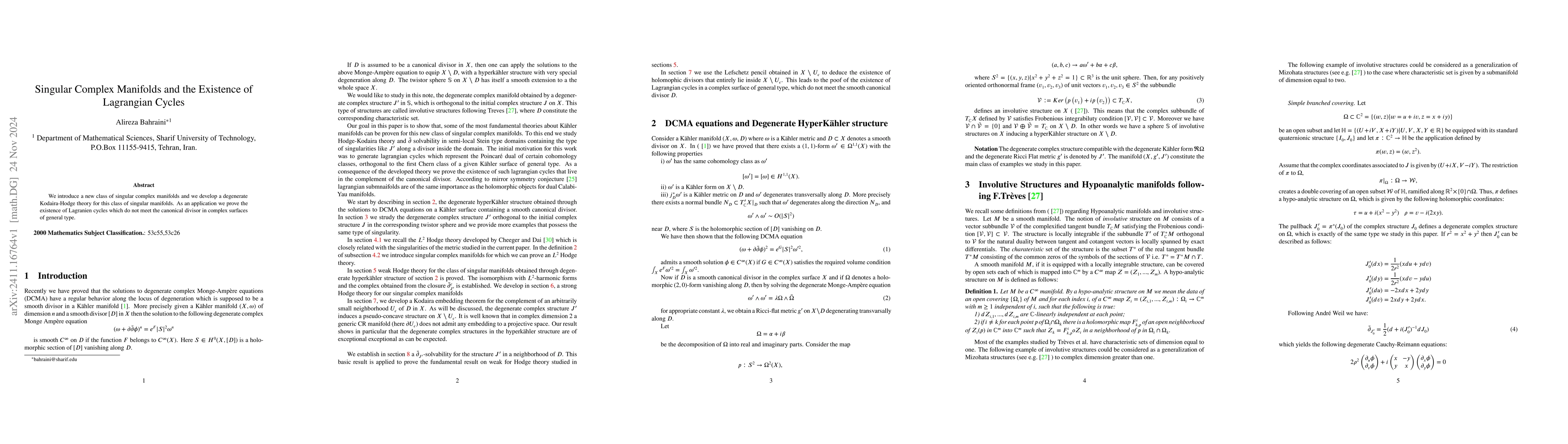 Thumbnail for Singular Complex Manifolds and the Existence of Lagrangian Cycles