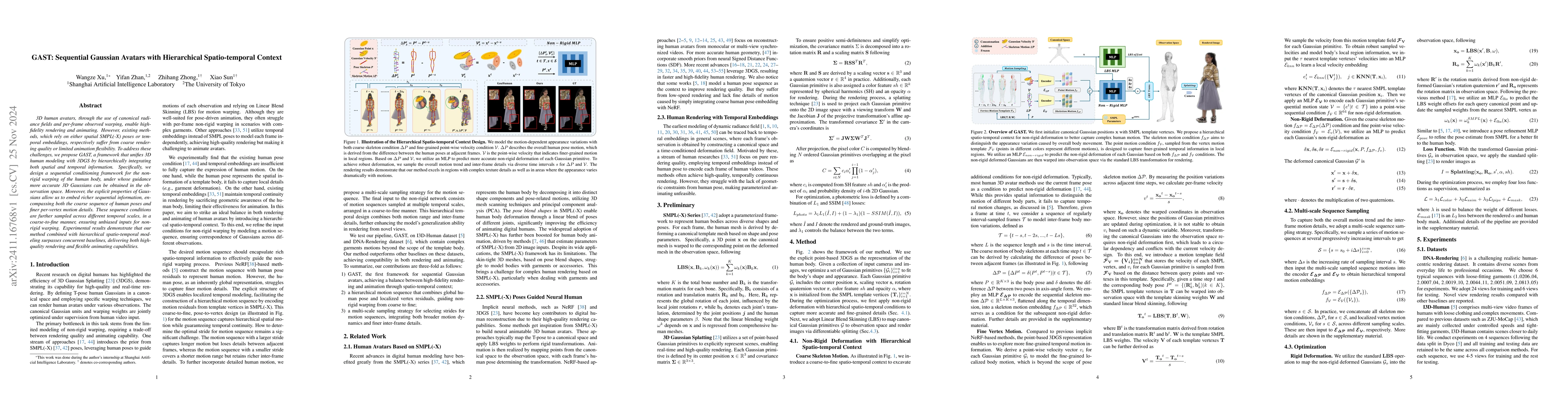 Thumbnail for GAST: Sequential Gaussian Avatars with Hierarchical Spatio-temporal
  Context