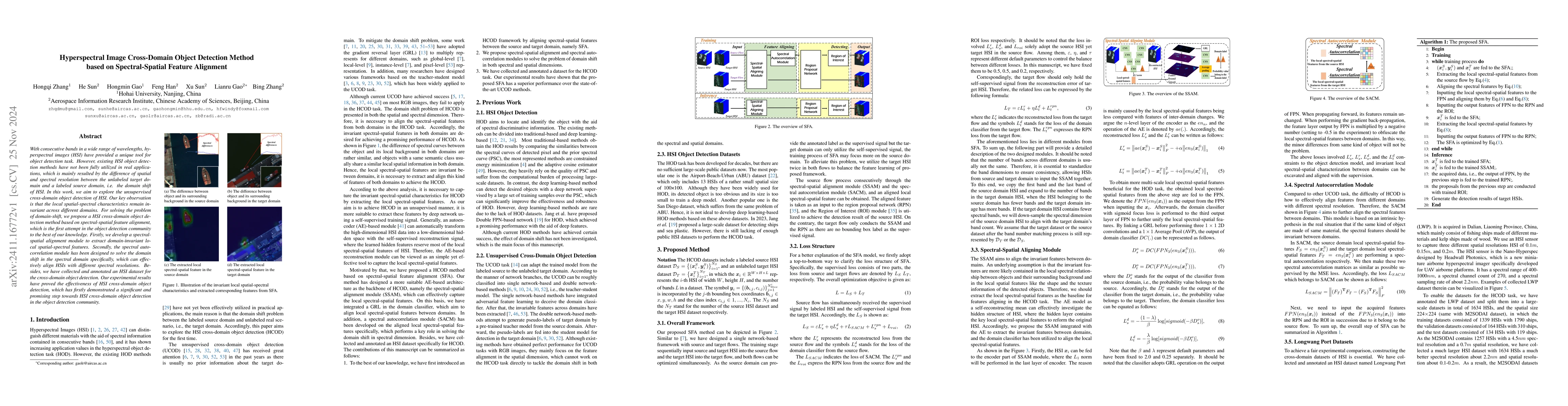 Thumbnail for Hyperspectral Image Cross-Domain Object Detection Method based on
  Spectral-Spatial Feature Alignment