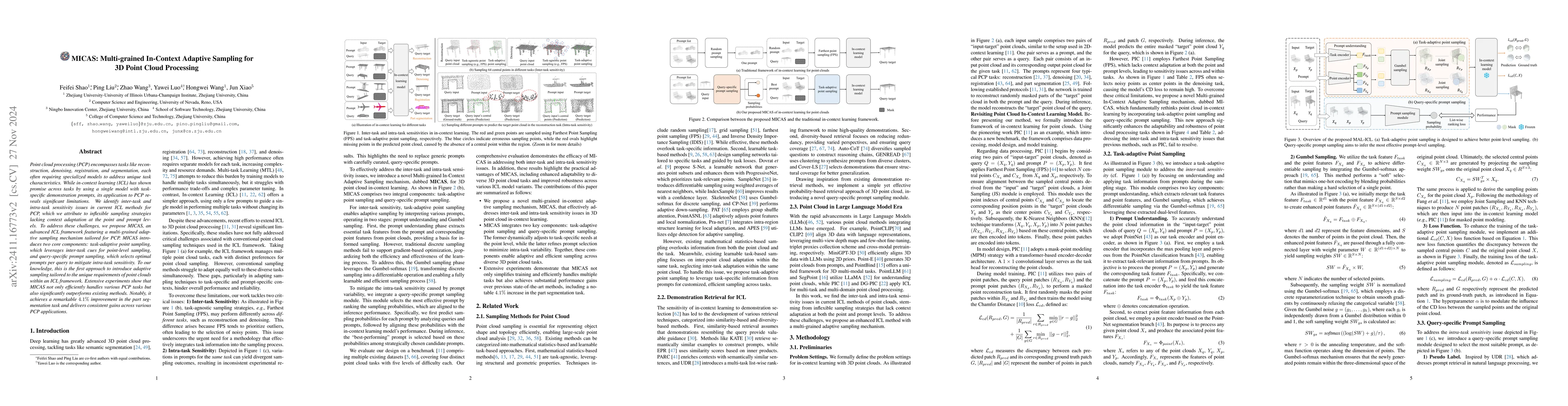 Thumbnail for MICAS: Multi-grained In-Context Adaptive Sampling for 3D Point Cloud
  Processing