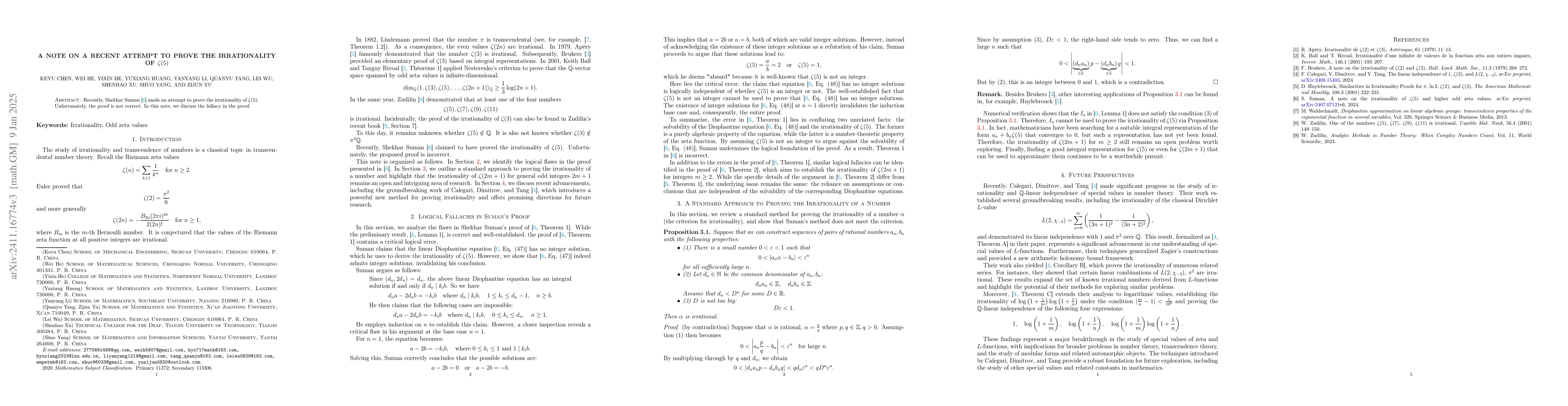 Thumbnail for A Note on a Recent Attempt to Prove the Irrationality of $ζ(5)$