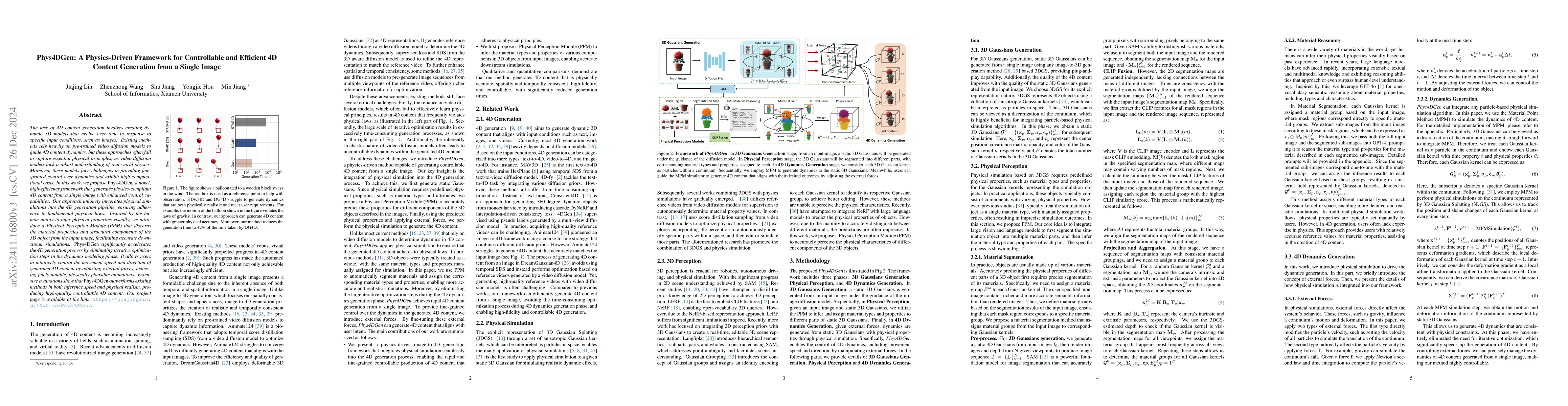 Thumbnail for Phys4DGen: A Physics-Driven Framework for Controllable and Efficient 4D
  Content Generation from a Single Image