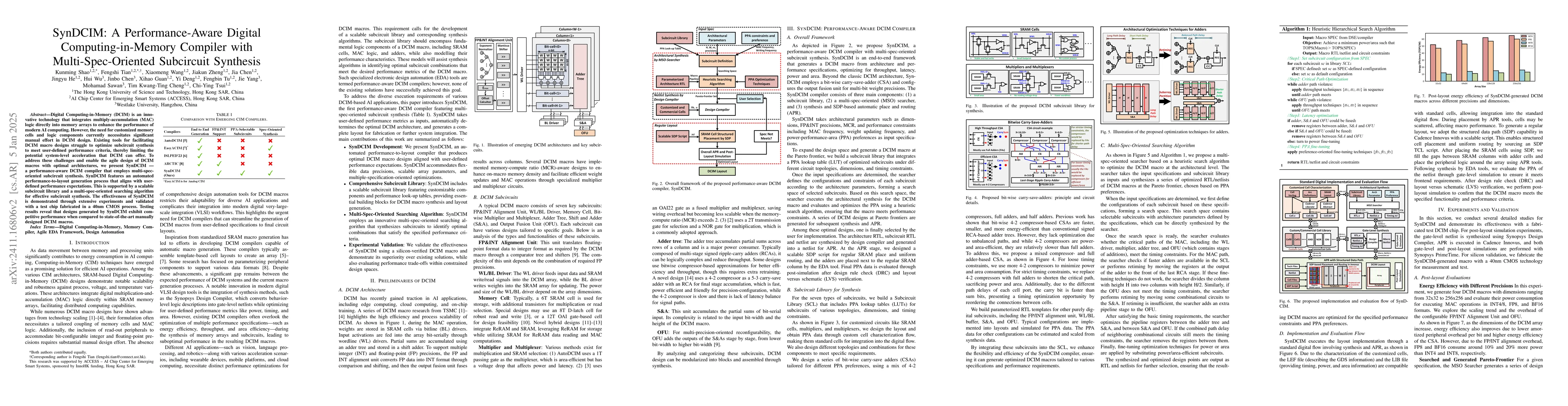 Thumbnail for SynDCIM: A Performance-Aware Digital Computing-in-Memory Compiler with
  Multi-Spec-Oriented Subcircuit Synthesis