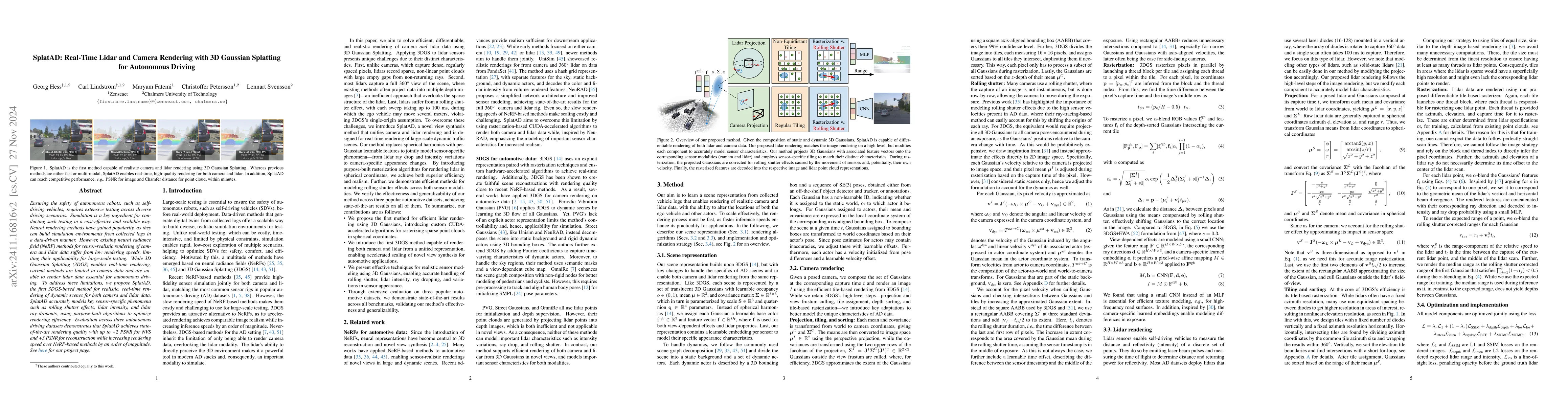 Thumbnail for SplatAD: Real-Time Lidar and Camera Rendering with 3D Gaussian Splatting
  for Autonomous Driving