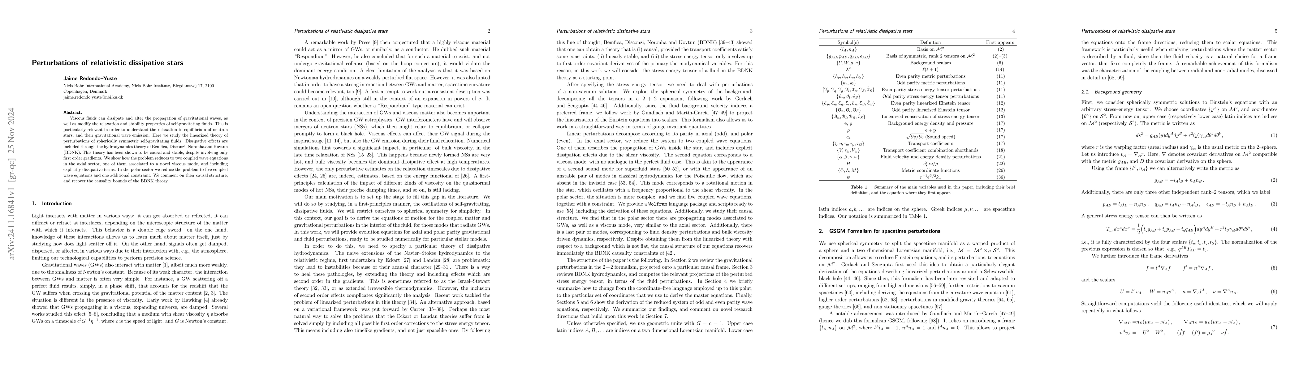 Thumbnail for Perturbations of relativistic dissipative stars