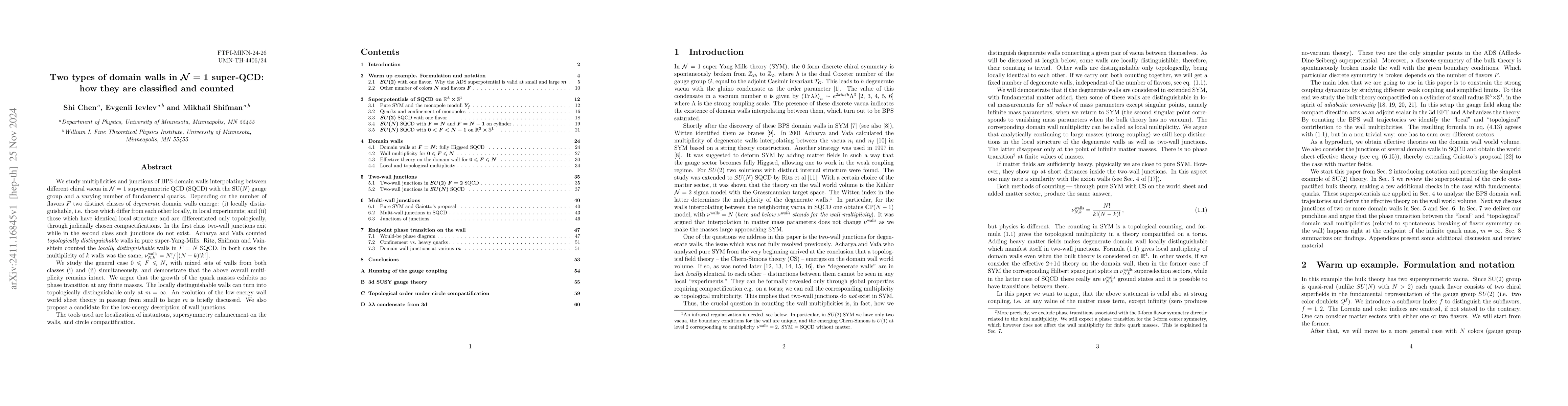 Thumbnail for Two types of domain walls in $\mathcal{N}=1$ super-QCD: how they are
  classified and counted