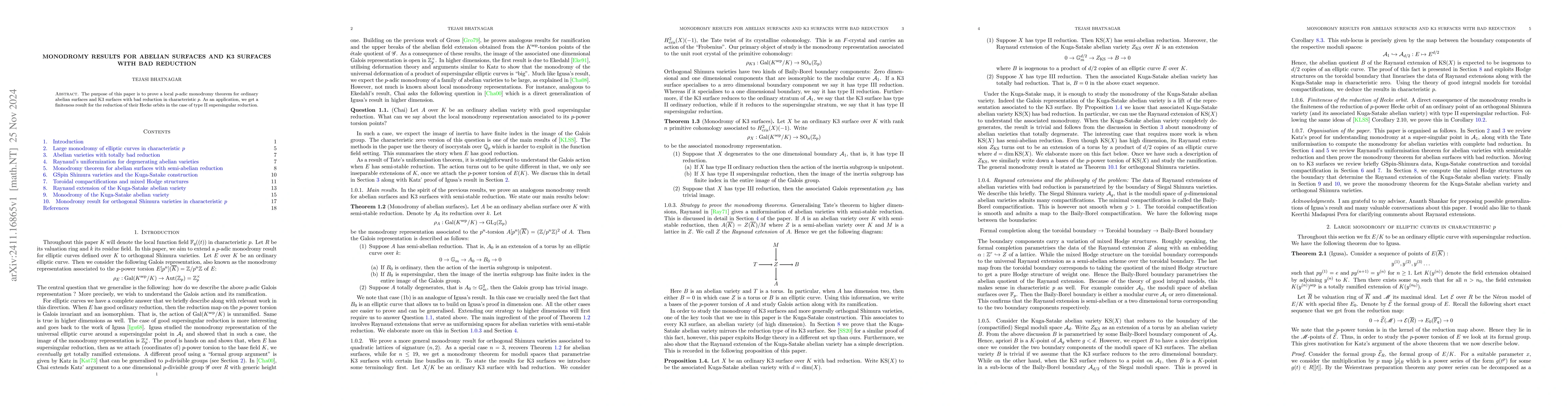 Thumbnail for Monodromy results for abelian surfaces and K3 surfaces with bad
  reduction