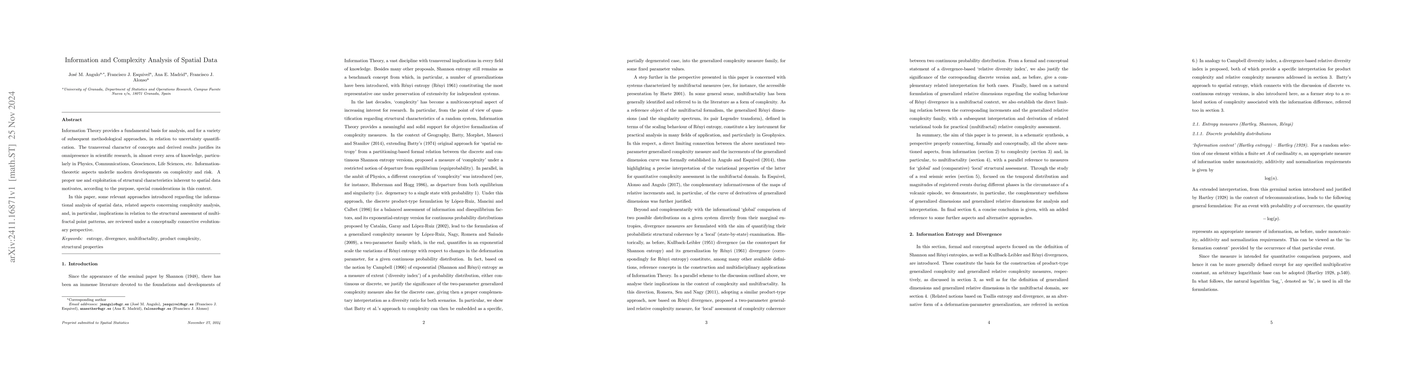 Thumbnail for Information and Complexity Analysis of Spatial Data