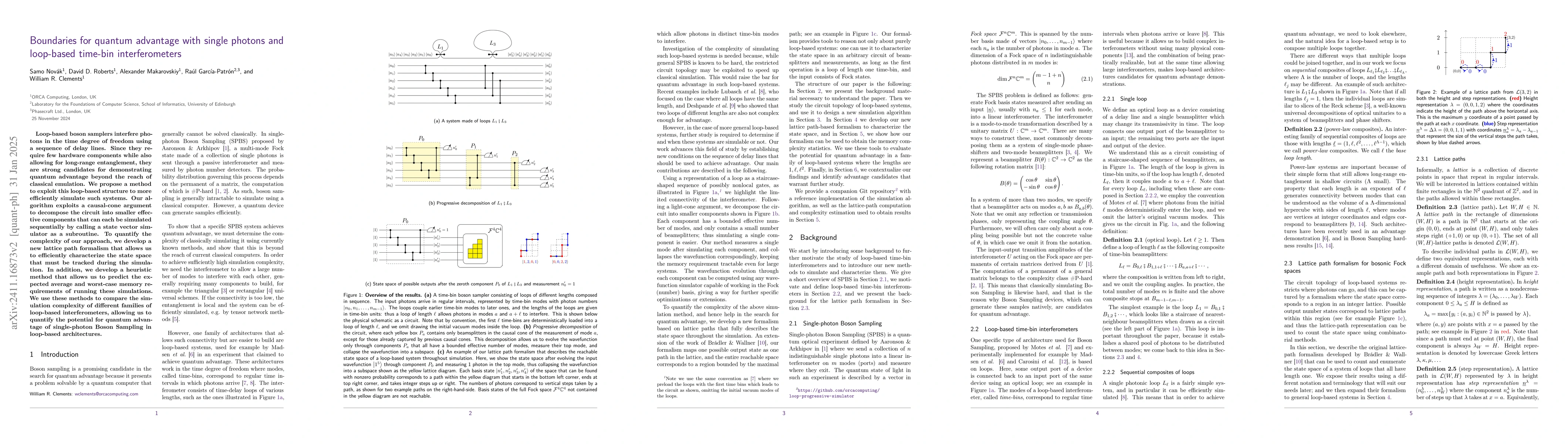 Thumbnail for Boundaries for quantum advantage with single photons and loop-based
  time-bin interferometers