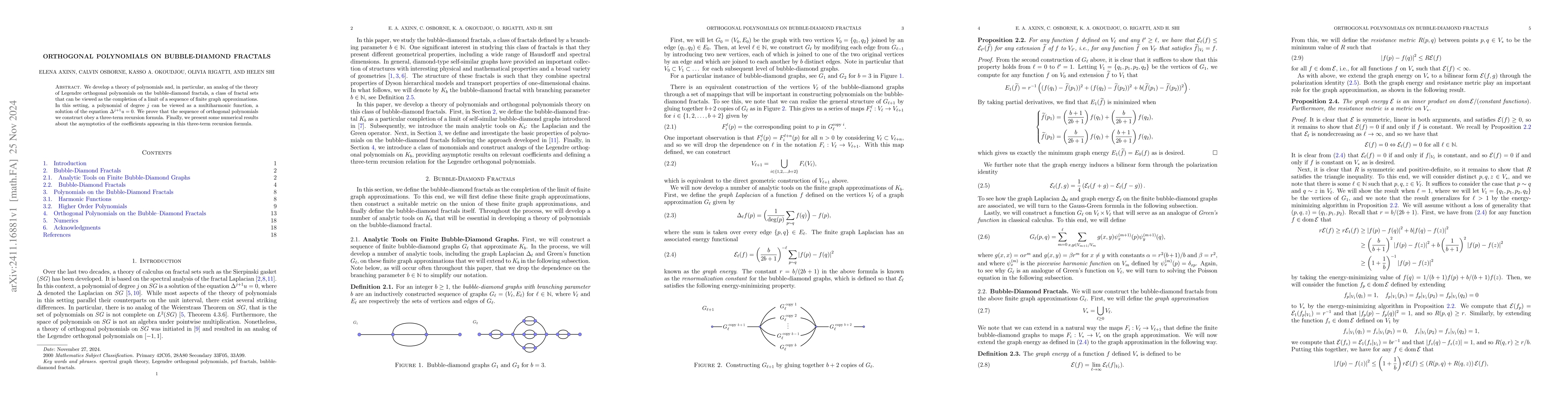 Thumbnail for Orthogonal Polynomials on Bubble-Diamond Fractals
