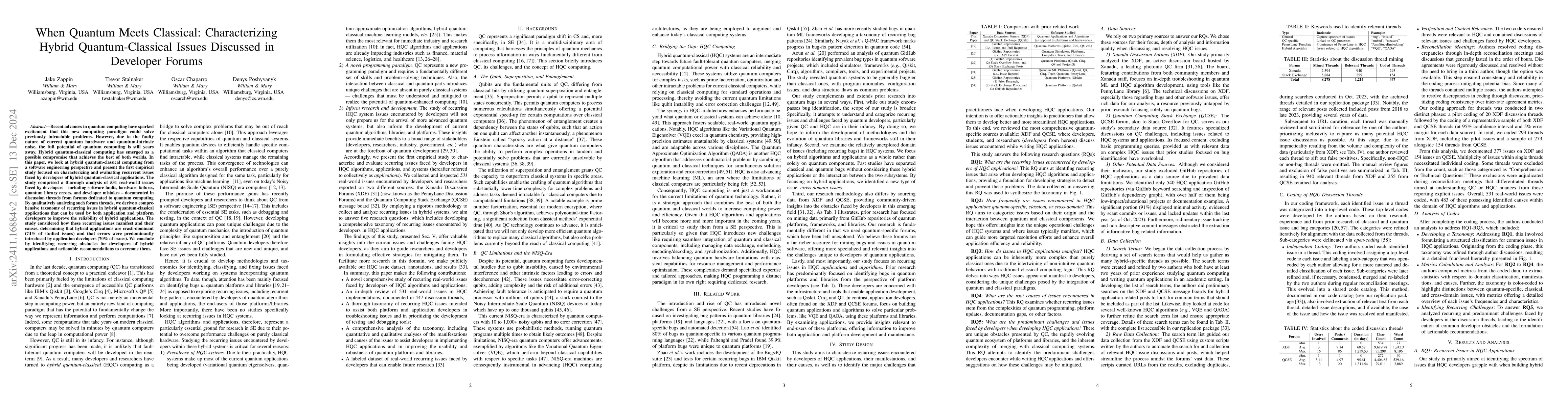 Thumbnail for When Quantum Meets Classical: Characterizing Hybrid Quantum-Classical
  Issues Discussed in Developer Forums