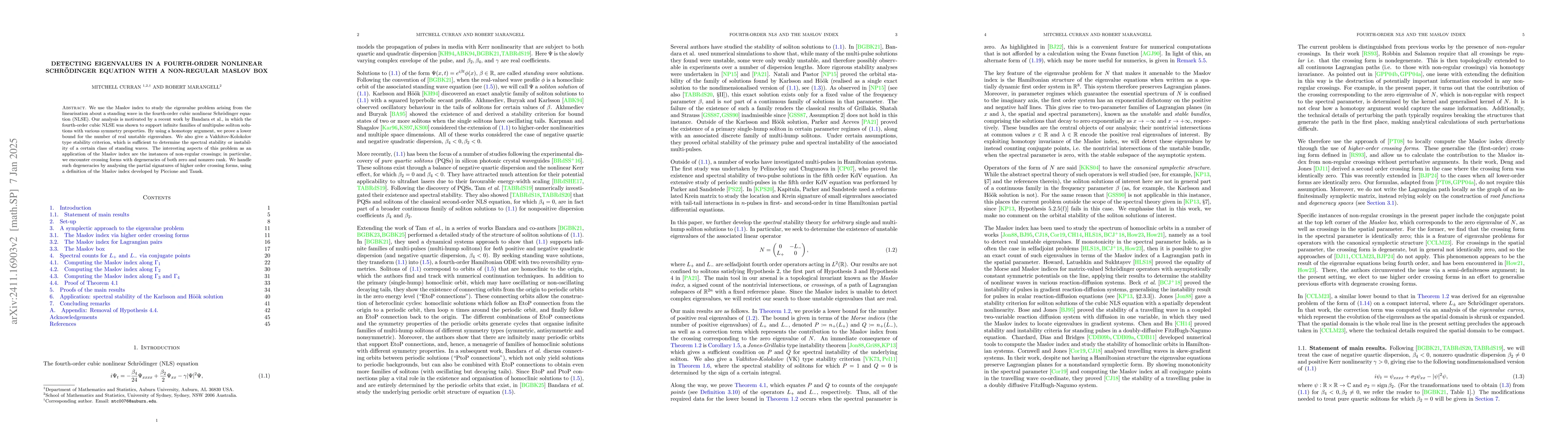 Thumbnail for Detecting eigenvalues in a fourth-order nonlinear Schrödinger equation
  with a non-regular Maslov box