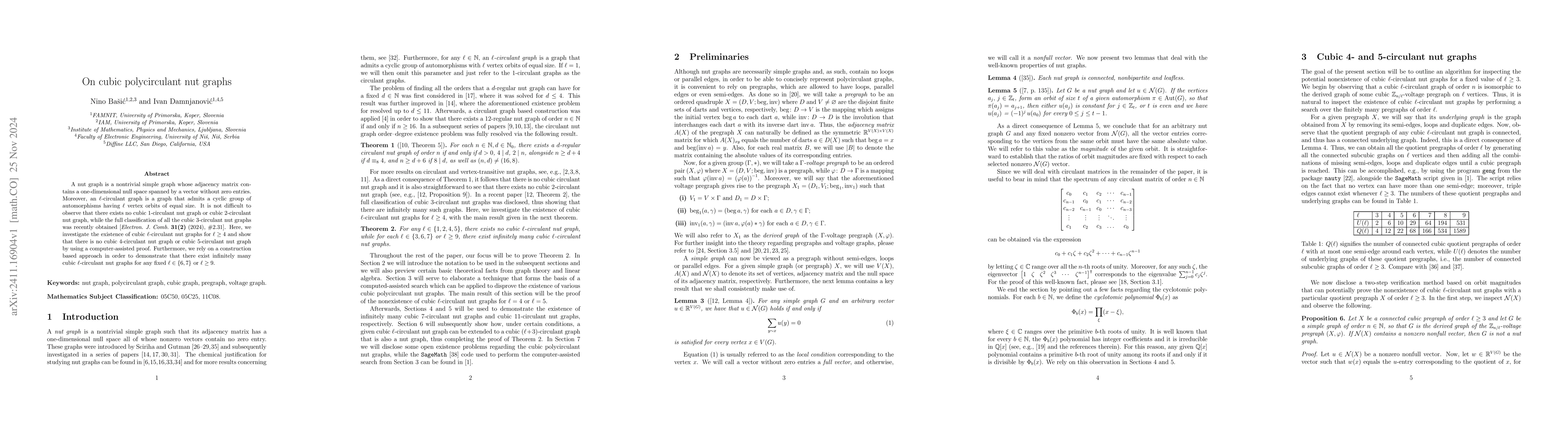Thumbnail for On cubic polycirculant nut graphs