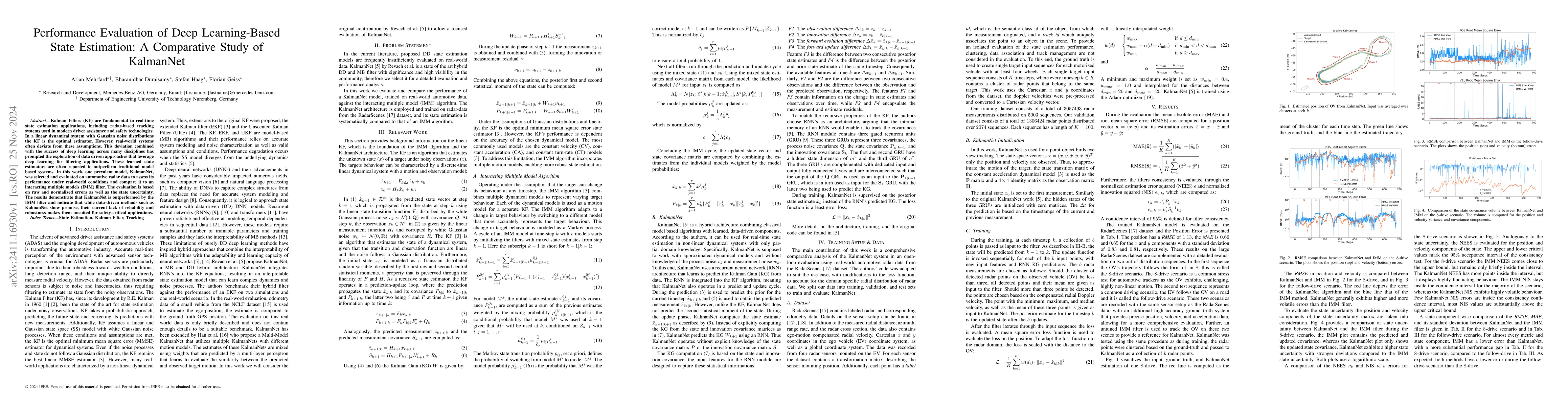 Thumbnail for Performance Evaluation of Deep Learning-Based State Estimation: A
  Comparative Study of KalmanNet