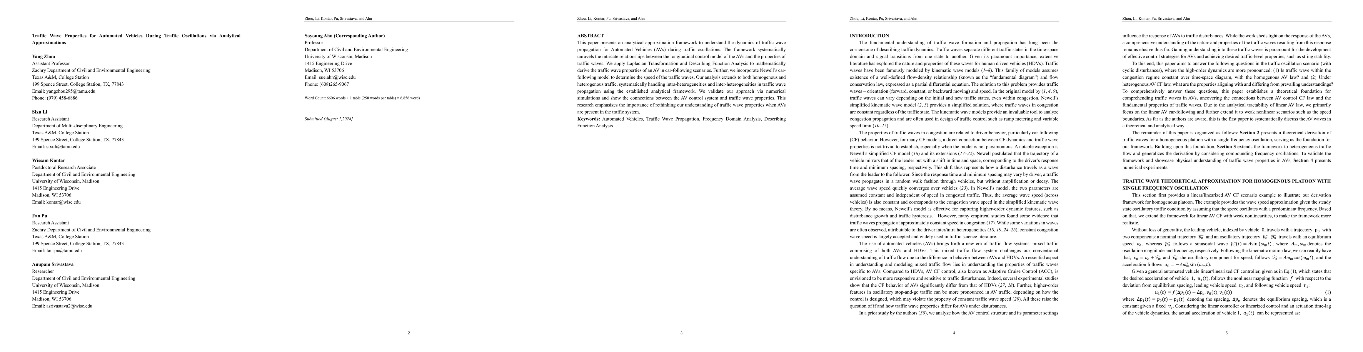 Thumbnail for Traffic Wave Properties for Automated Vehicles During Traffic
  Oscillations via Analytical Approximations