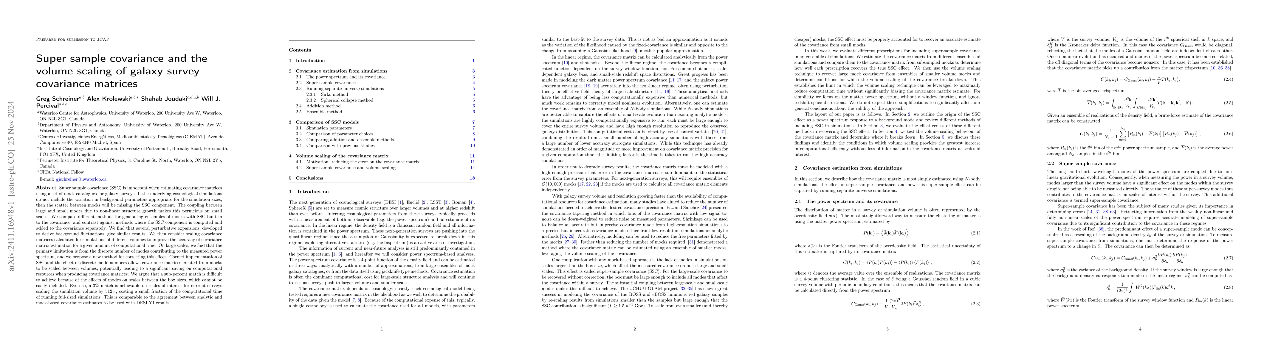 Thumbnail for Super sample covariance and the volume scaling of galaxy survey
  covariance matrices