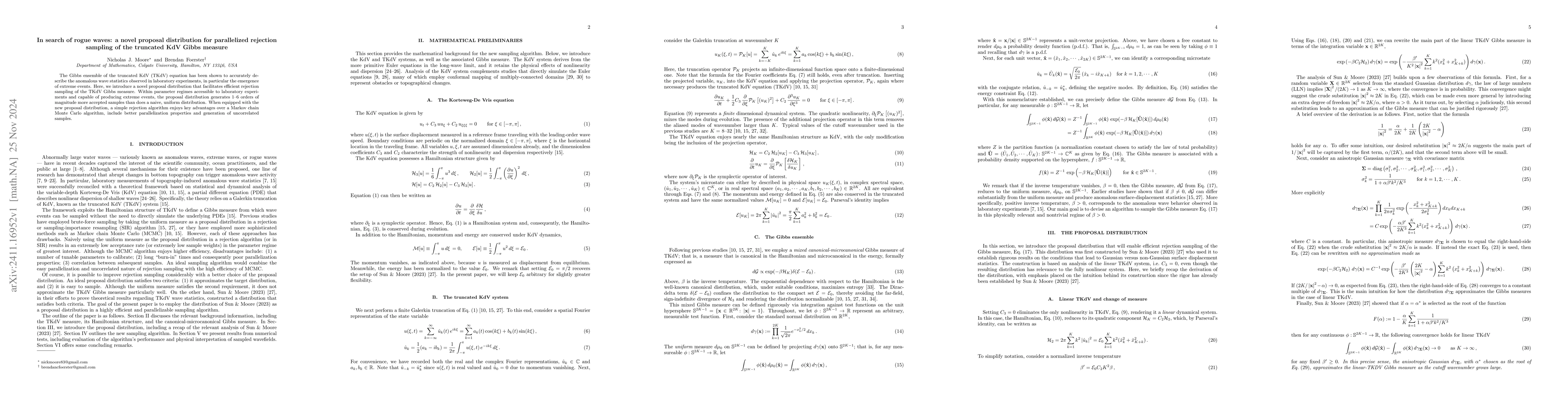Thumbnail for In search of rogue waves: a novel proposal distribution for parallelized
  rejection sampling of the truncated KdV Gibbs measure