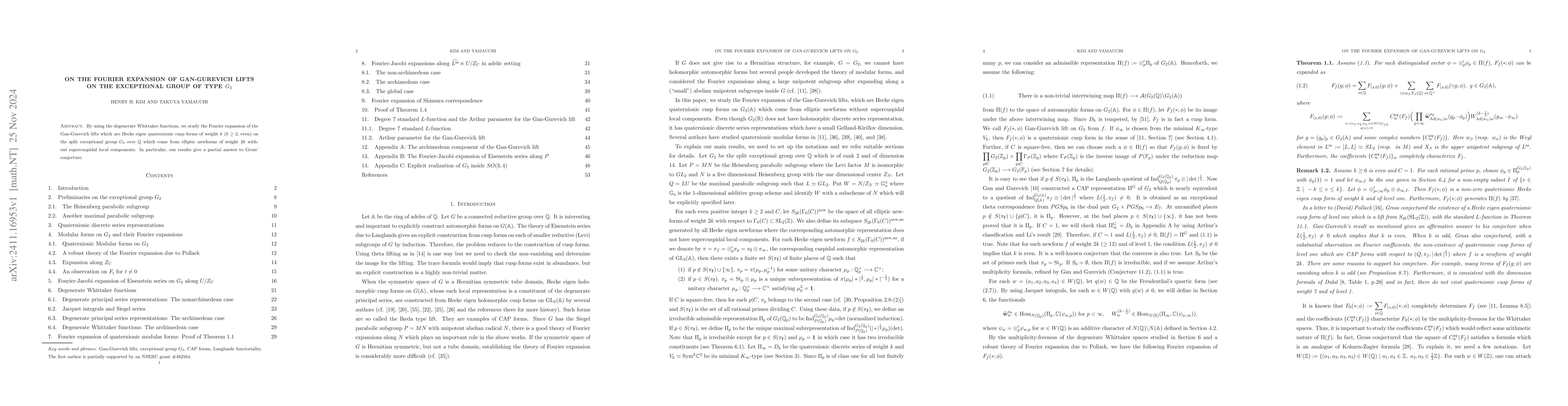 Thumbnail for On the Fourier expansion of Gan-Gurevich lifts on the exceptional group
  of type $G_2$