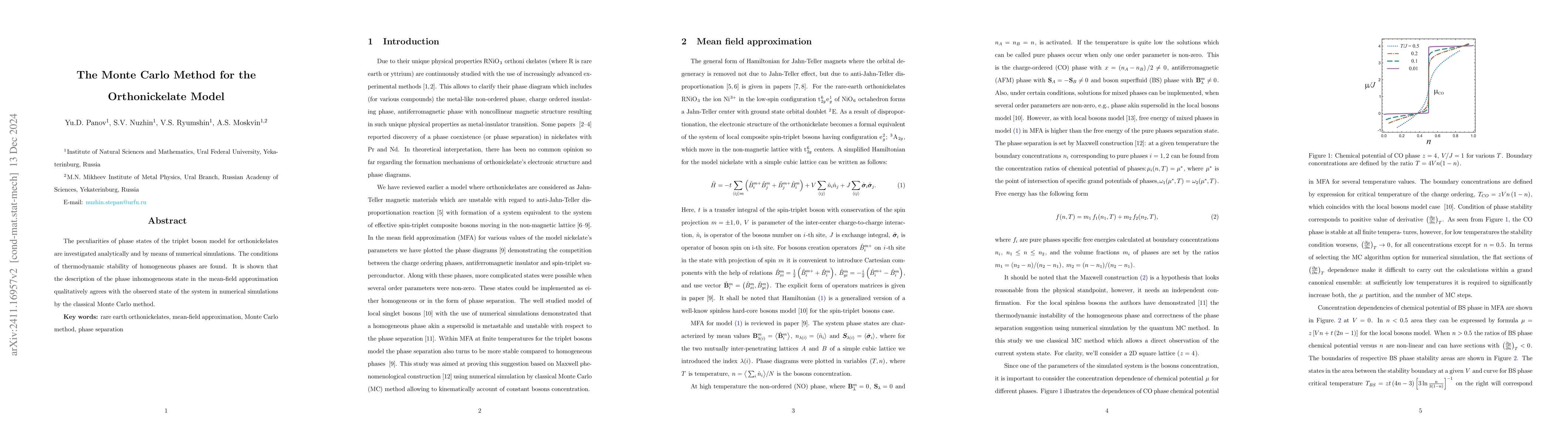 Thumbnail for The Monte Carlo Method for the Orthonickelate Model