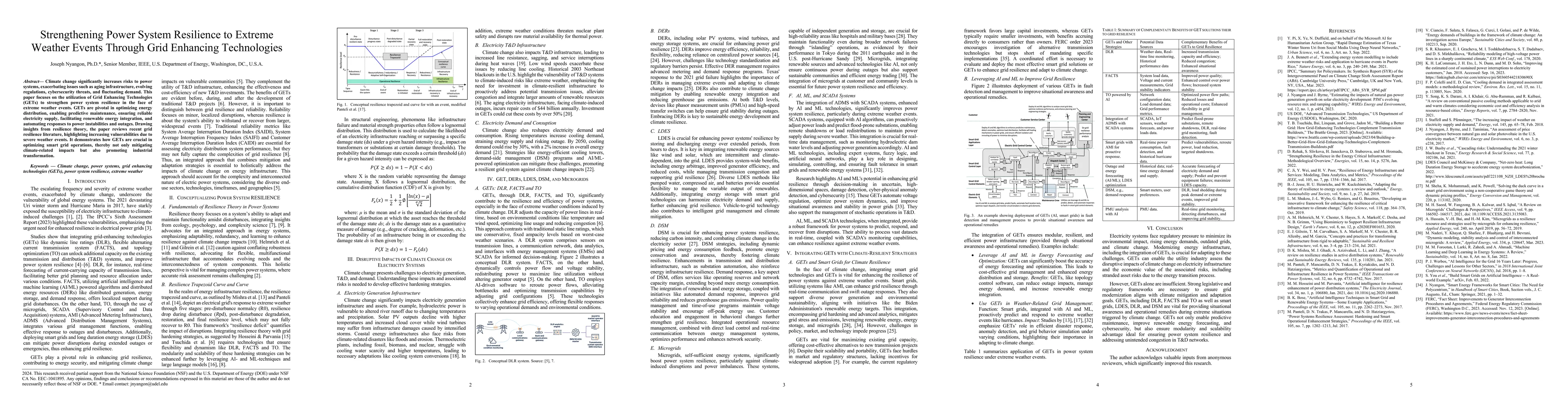 Thumbnail for Strengthening Power System Resilience to Extreme Weather Events Through
  Grid Enhancing Technologies