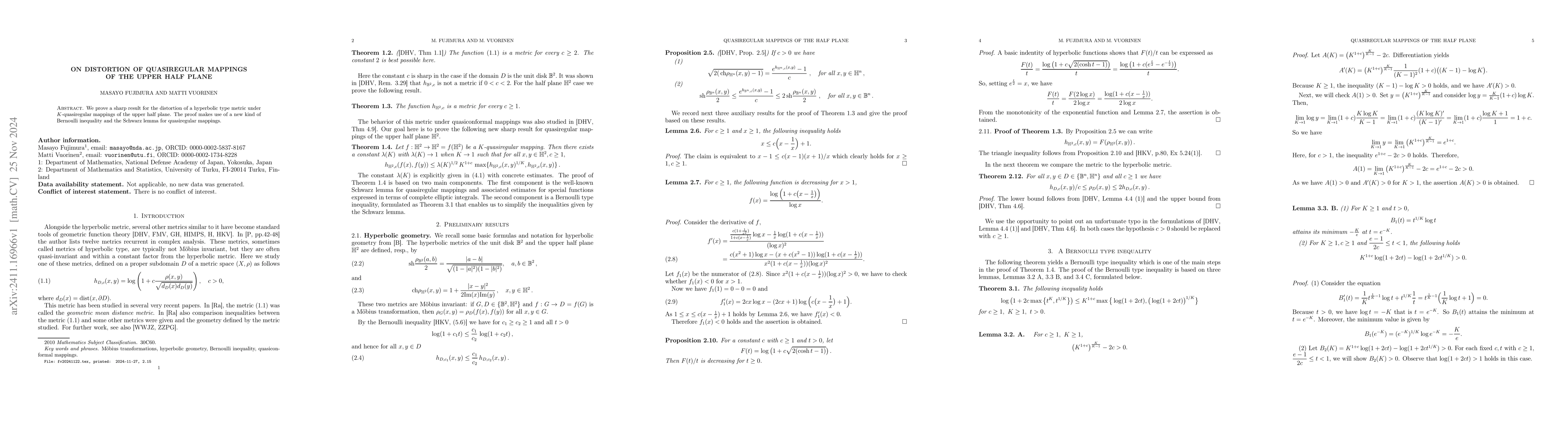 Thumbnail for On distortion of quasiregular mappings of the upper half plane