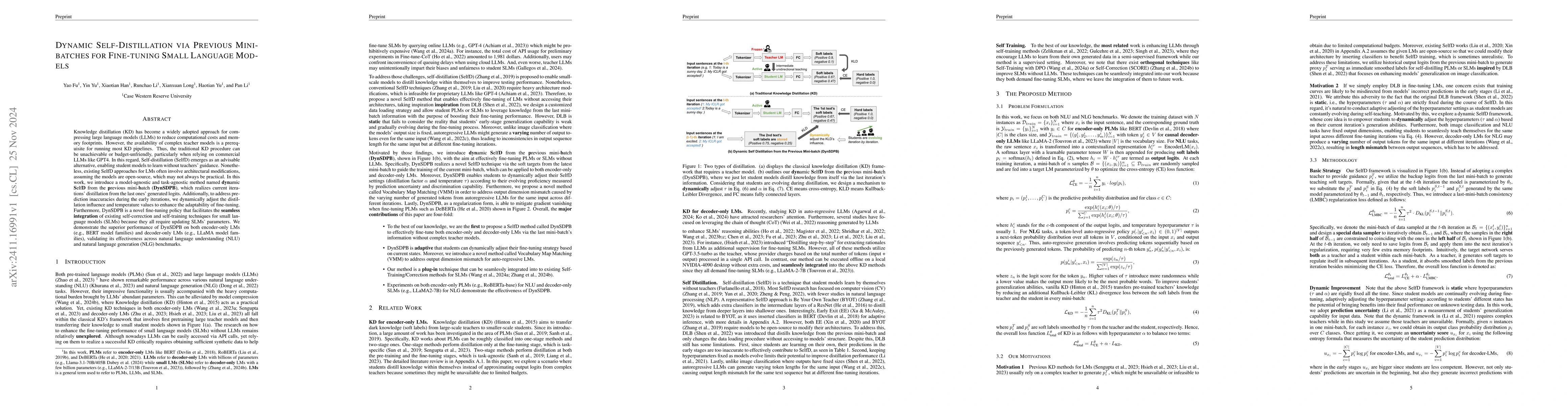 Thumbnail for Dynamic Self-Distillation via Previous Mini-batches for Fine-tuning
  Small Language Models