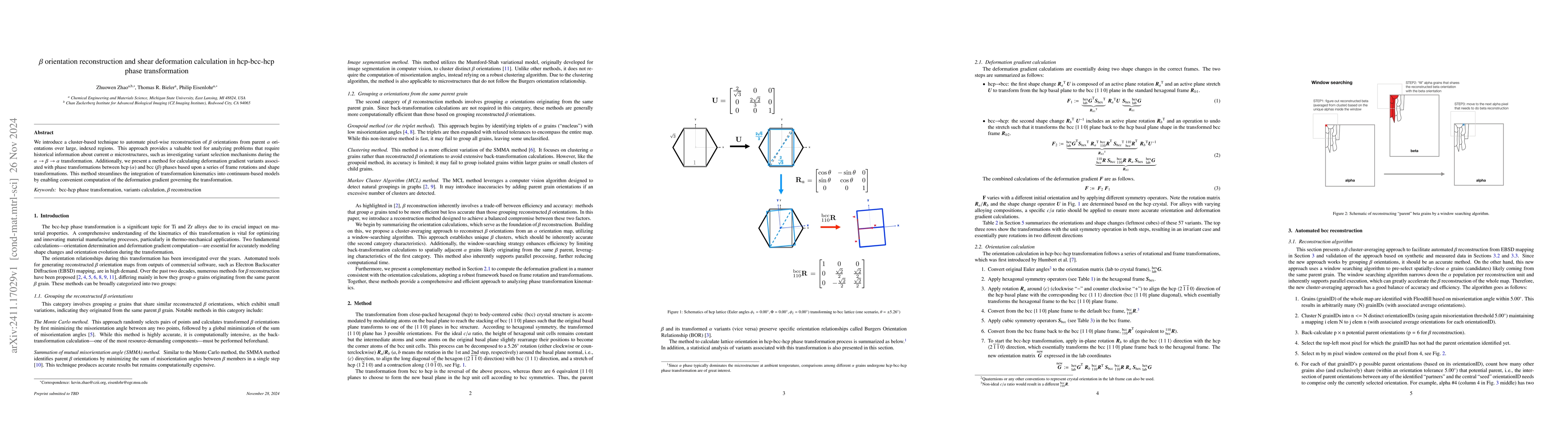 Thumbnail for $β$ orientation reconstruction and shear deformation calculation in
  hcp-bcc-hcp phase transformation