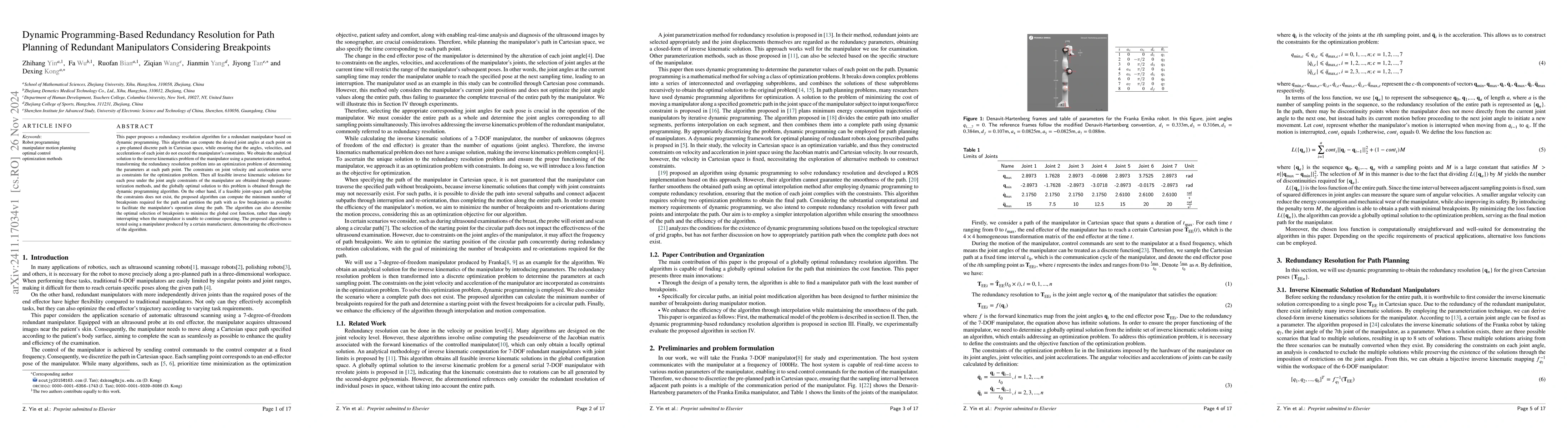 Thumbnail for Dynamic Programming-Based Redundancy Resolution for Path Planning of
  Redundant Manipulators Considering Breakpoints