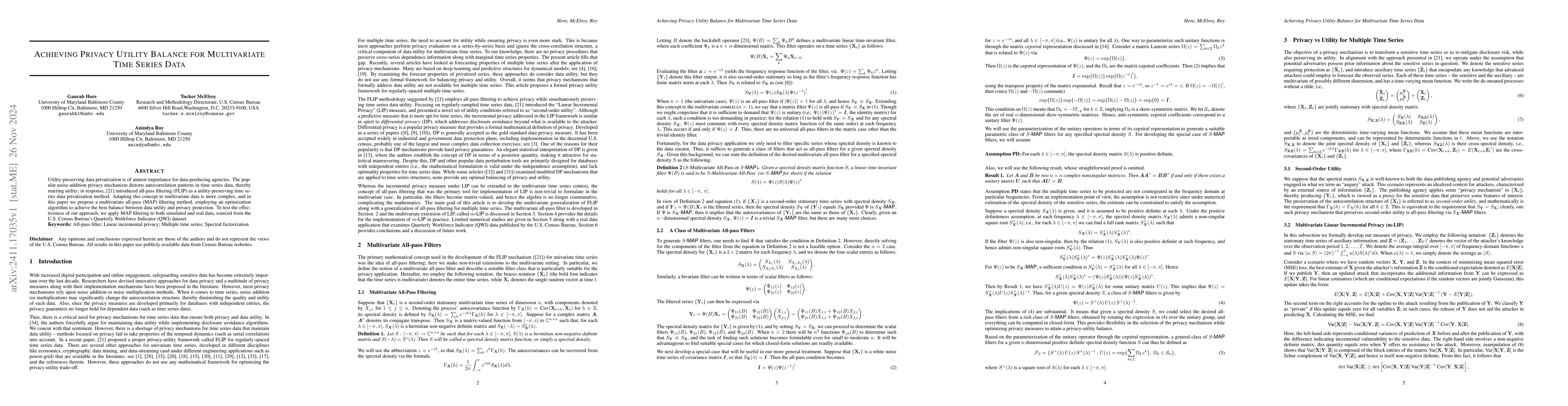 Thumbnail for Achieving Privacy Utility Balance for Multivariate Time Series Data