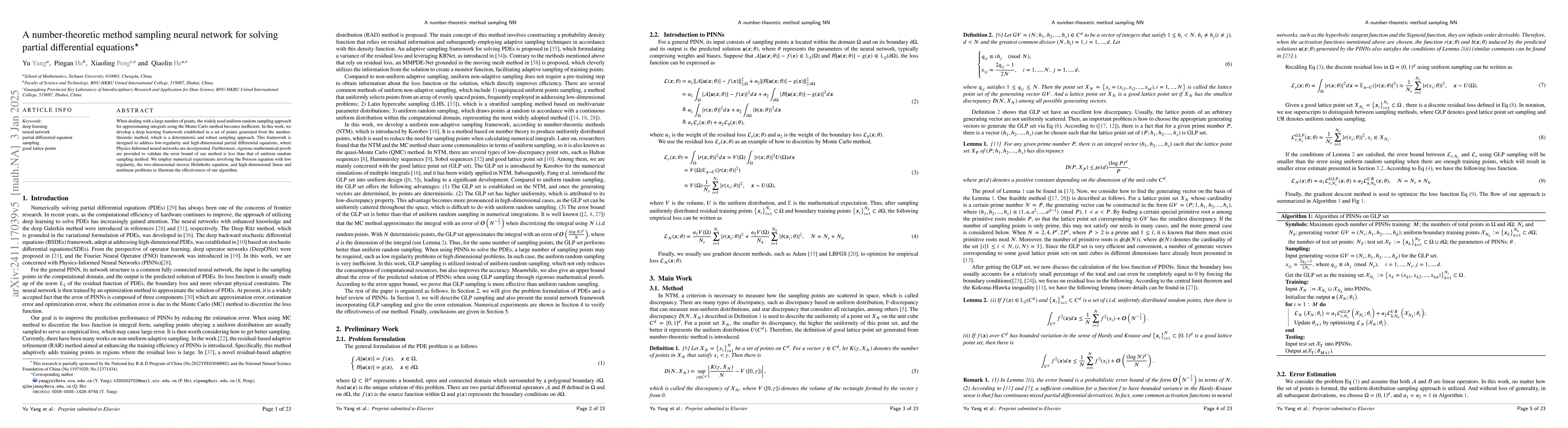Thumbnail for Physics-Informed Neural Networks with good lattice points set for solve
  low regularity PDEs and high dimensional PDE