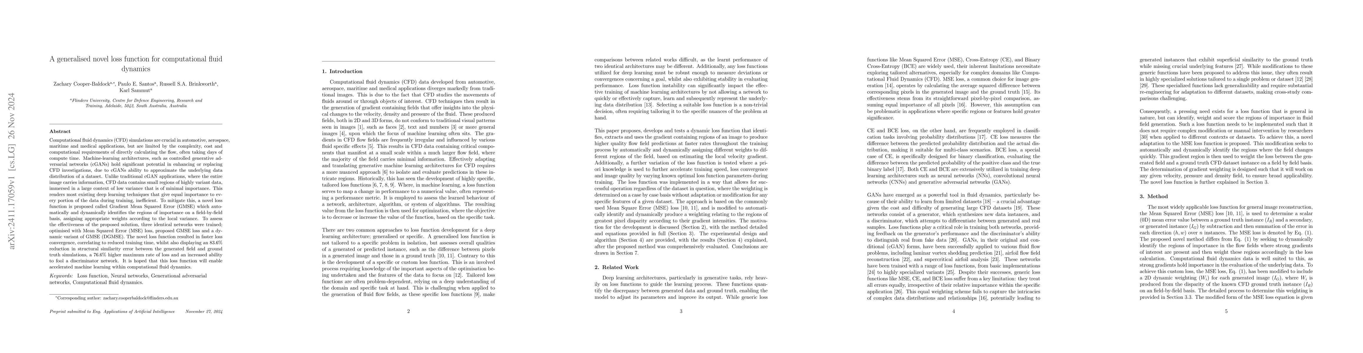 Thumbnail for A generalised novel loss function for computational fluid dynamics