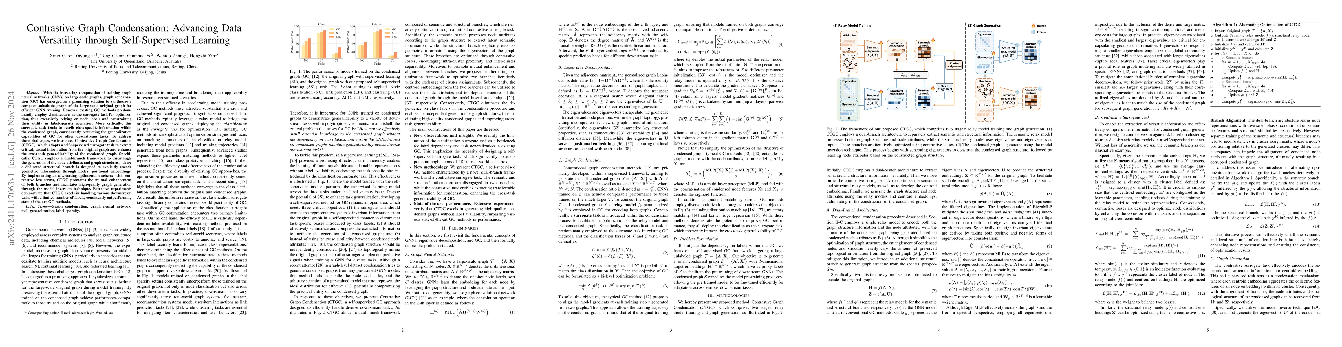 Thumbnail for Contrastive Graph Condensation: Advancing Data Versatility through
  Self-Supervised Learning