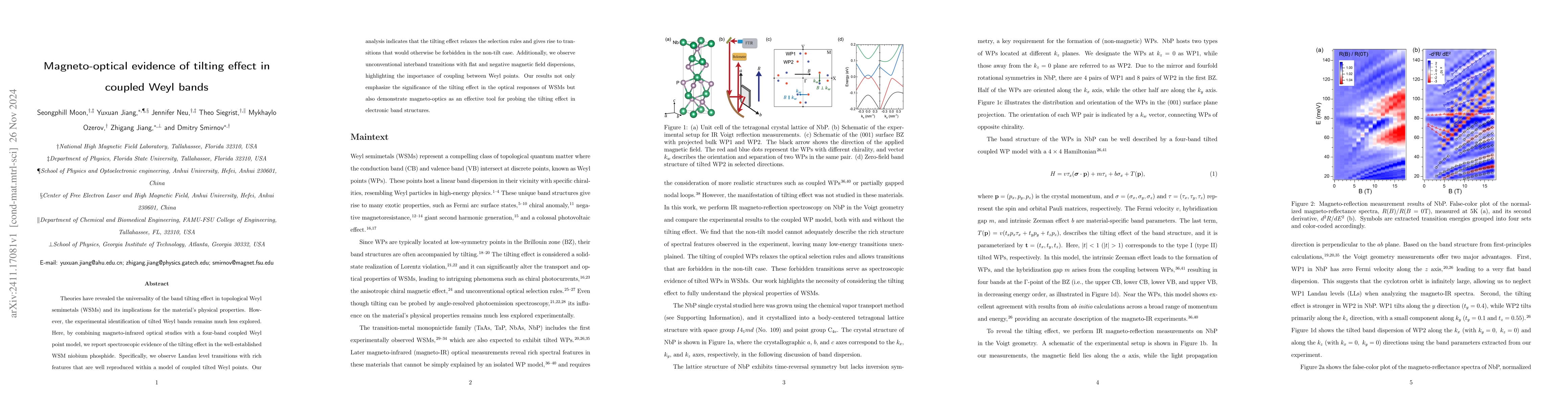 Thumbnail for Magneto-optical evidence of tilting effect in coupled Weyl bands