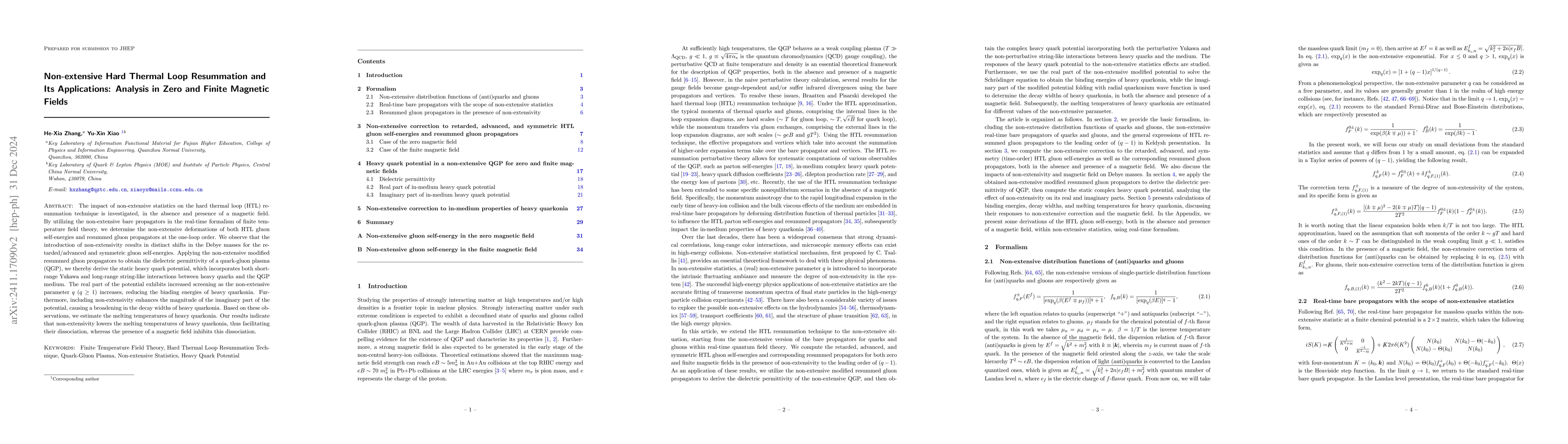 Thumbnail for Non-extensive Hard Thermal Loop Resummation and Its Applications:
  Analysis in Zero and Finite Magnetic Fields