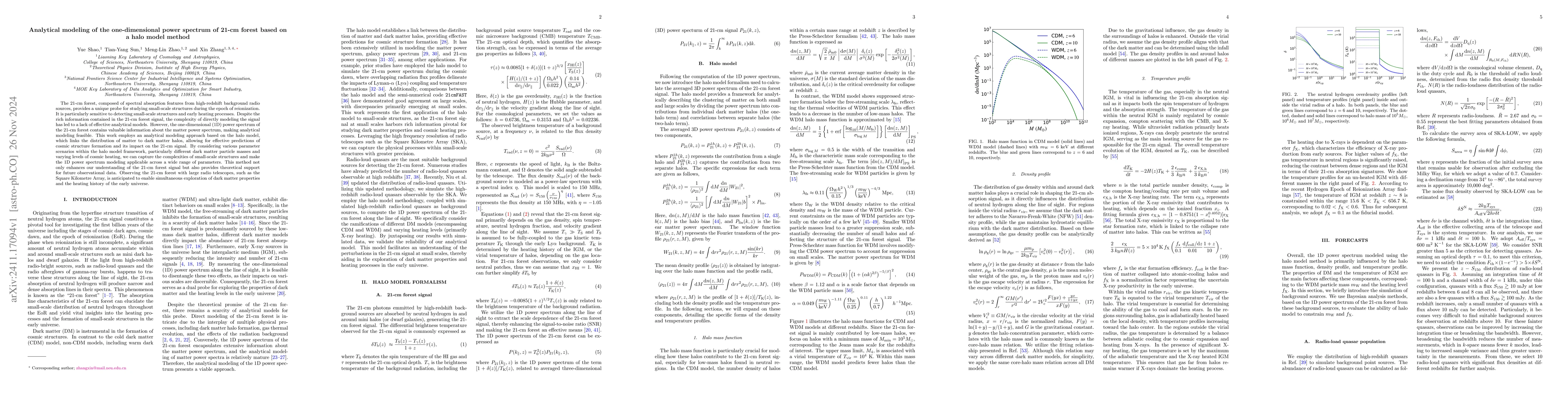 Thumbnail for Analytical modeling of the one-dimensional power spectrum of 21-cm
  forest based on a halo model method