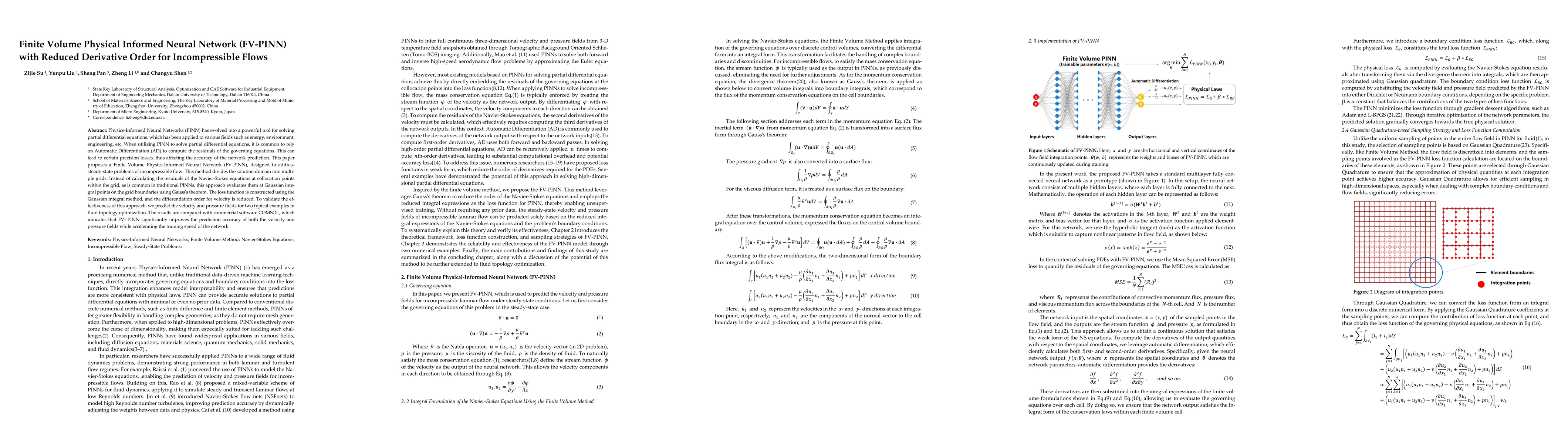 Thumbnail for Finite Volume Physical Informed Neural Network (FV-PINN) with Reduced
  Derivative Order for Incompressible Flows