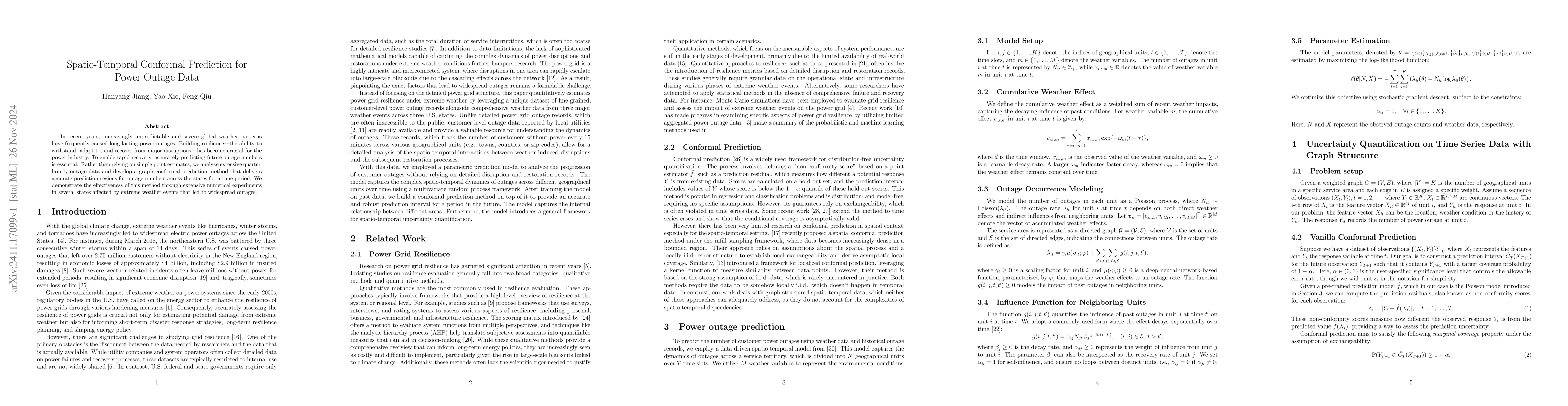 Thumbnail for Spatio-Temporal Conformal Prediction for Power Outage Data