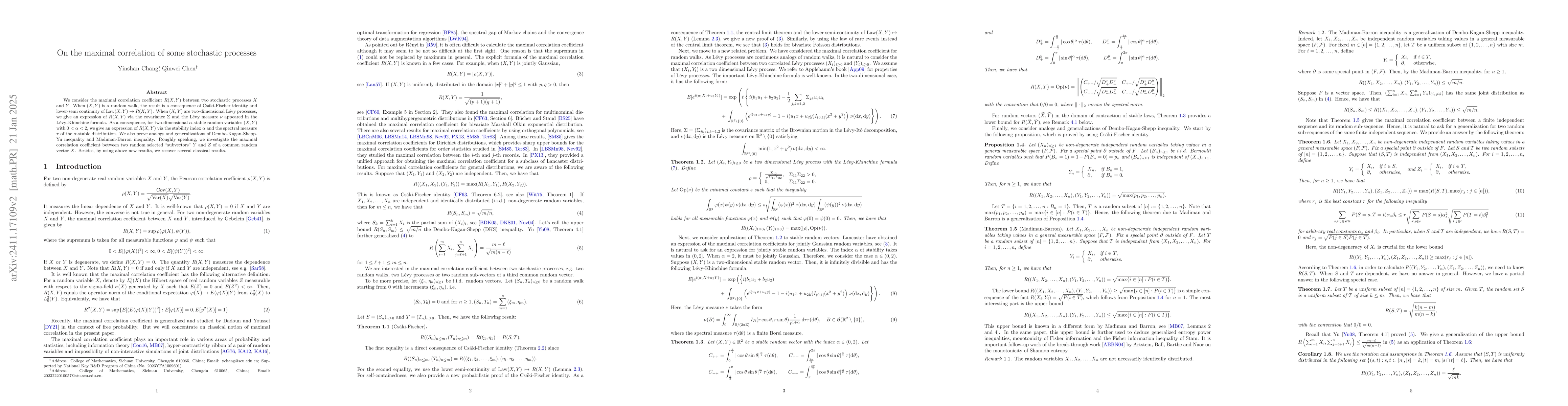 Thumbnail for On the maximal correlation of some stochastic processes