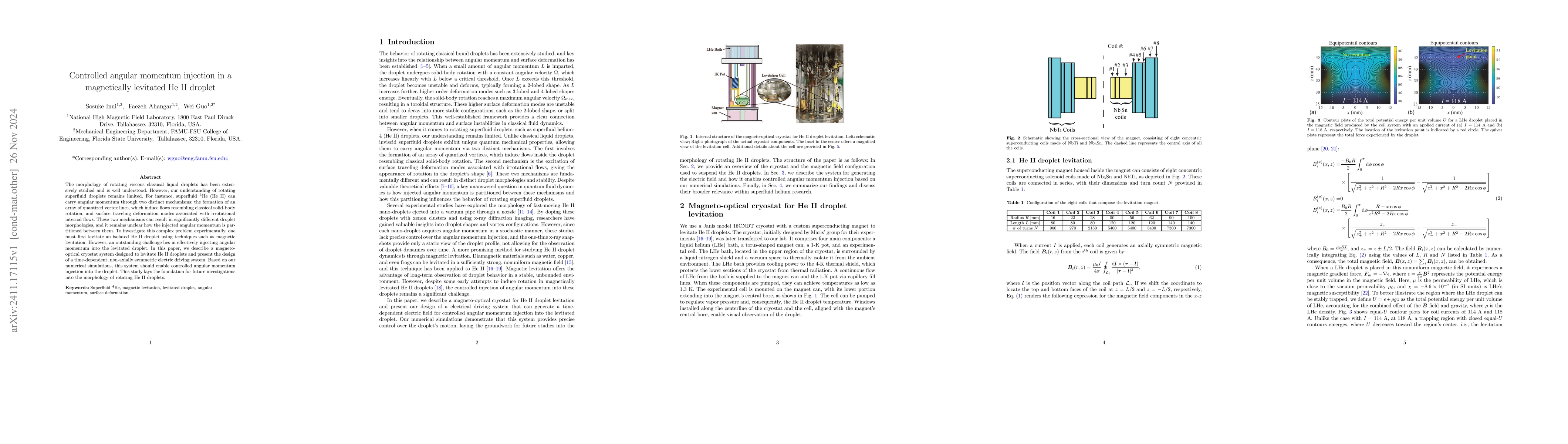 Thumbnail for Controlled angular momentum injection in a magnetically levitated He II
  droplet