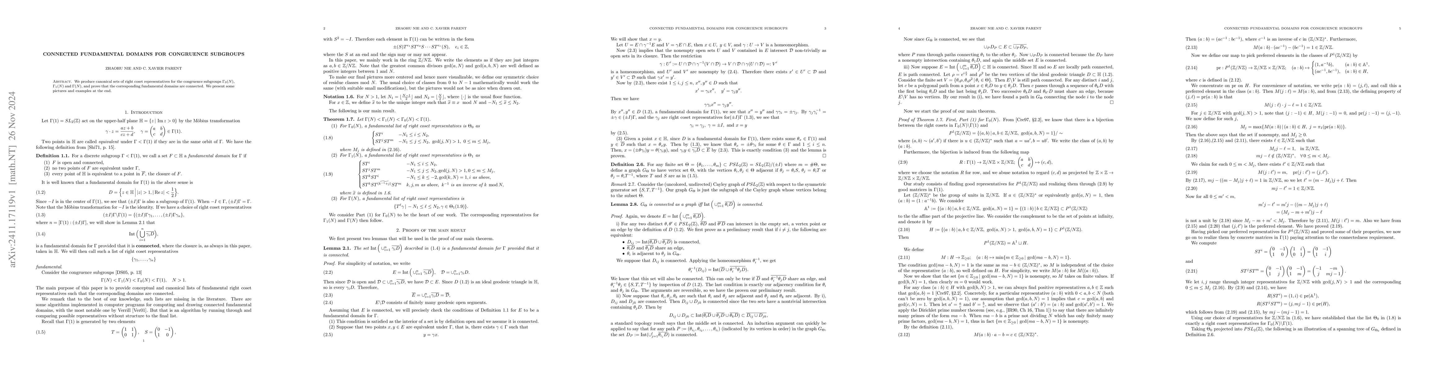 Thumbnail for Connected fundamental domains for congruence subgroups