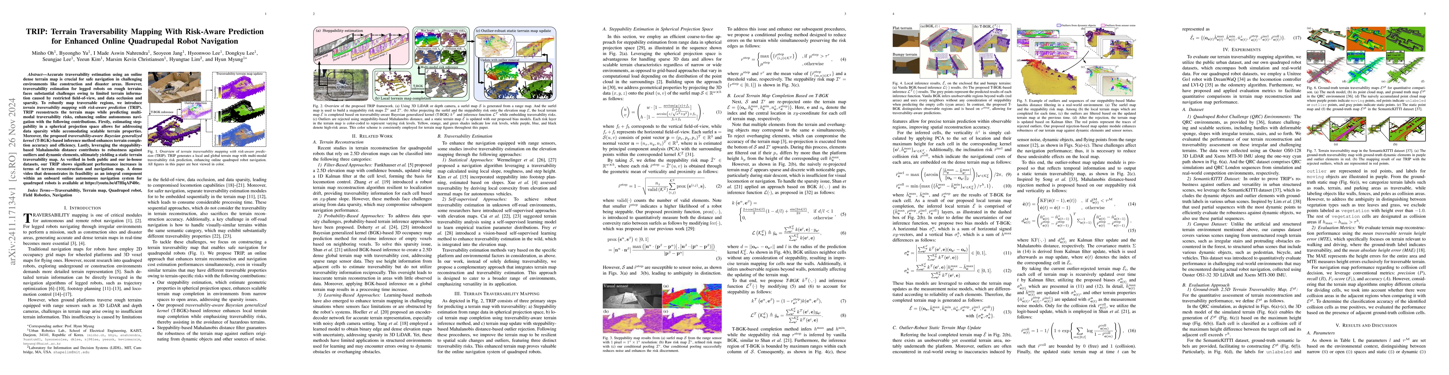 Thumbnail for TRIP: Terrain Traversability Mapping With Risk-Aware Prediction for
  Enhanced Online Quadrupedal Robot Navigation