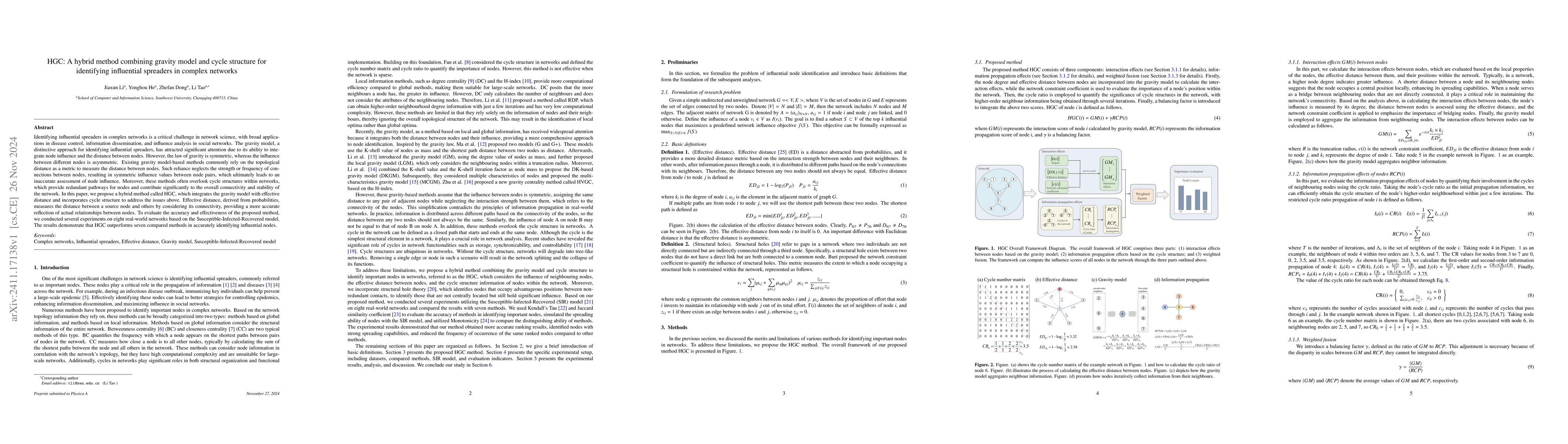 Thumbnail for HGC: A hybrid method combining gravity model and cycle structure for
  identifying influential spreaders in complex networks