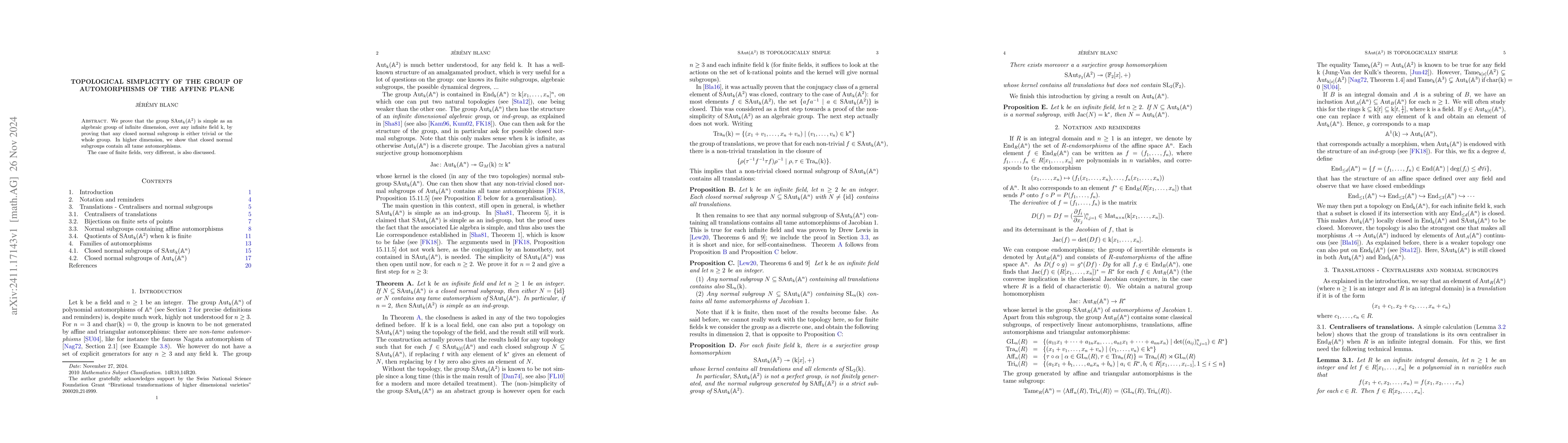 Thumbnail for Topological simplicity of the group of automorphisms of the affine plane