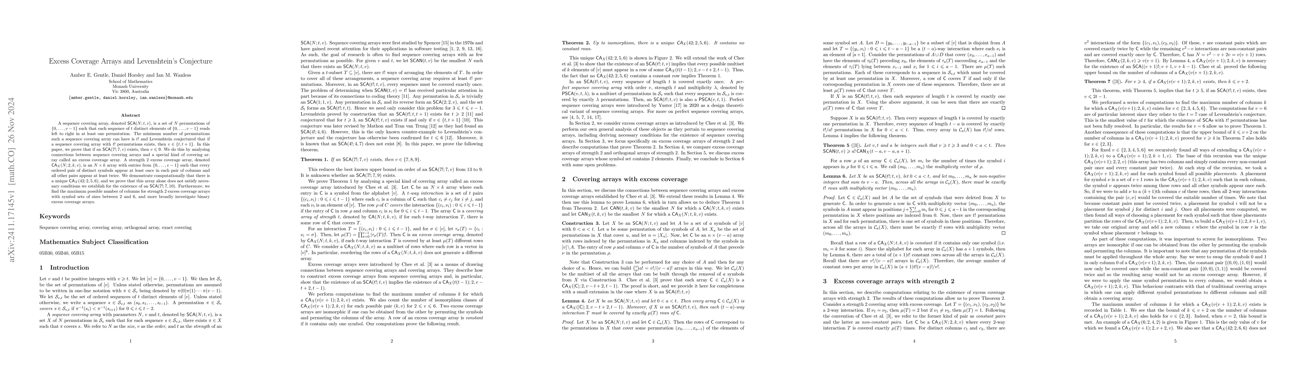Thumbnail for Excess Coverage Arrays and Levenshtein's Conjecture