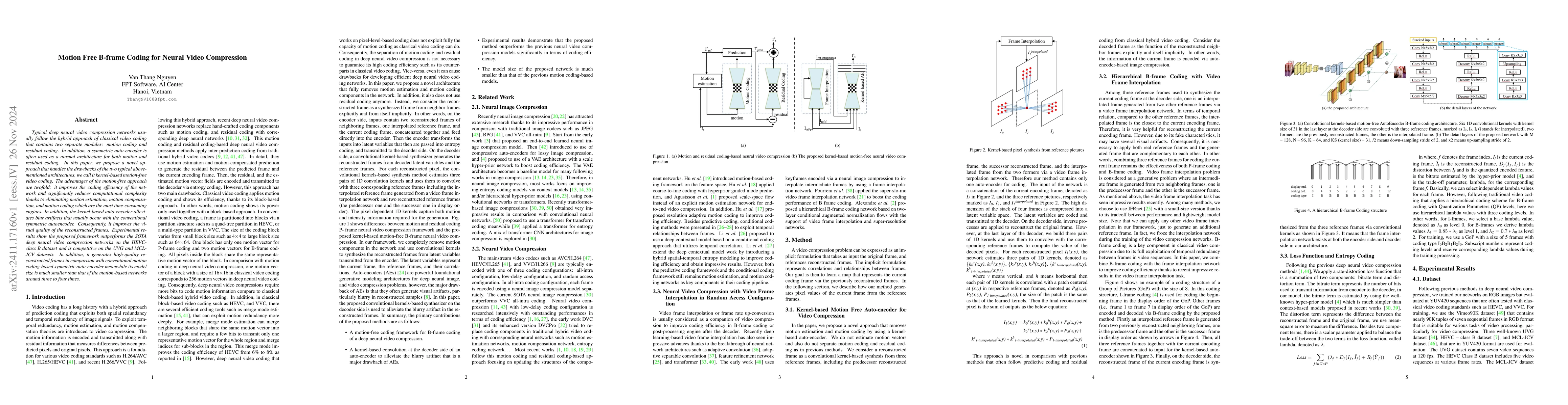 Thumbnail for Motion Free B-frame Coding for Neural Video Compression